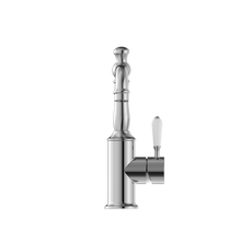 York Basin Mixer Hook Spout With White Porcelain Lever Chrome