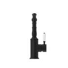 York Basin Mixer Hook Spout With White Porcelain Lever Matte Black