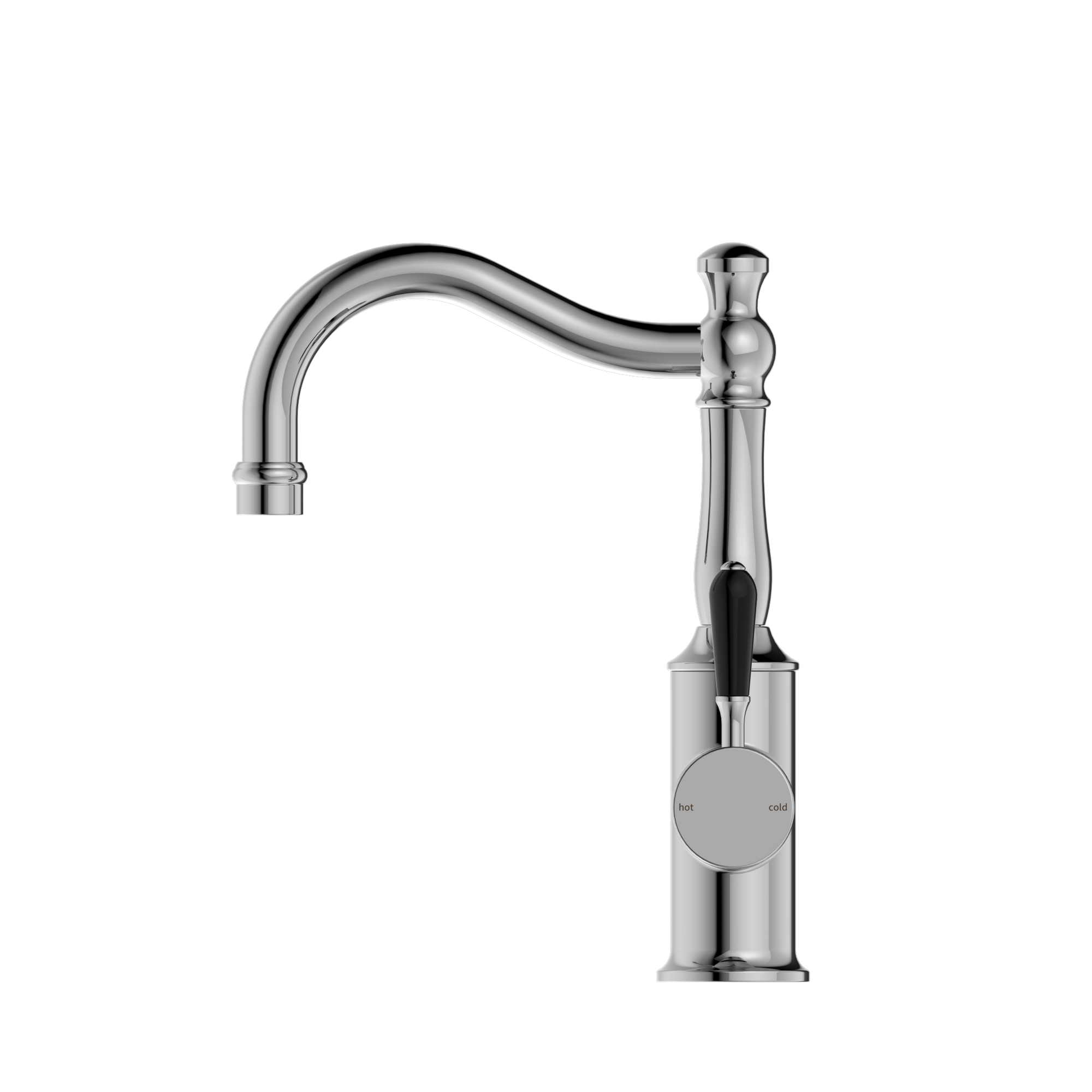 York Basin Mixer Hook Spout With Black Porcelain Lever