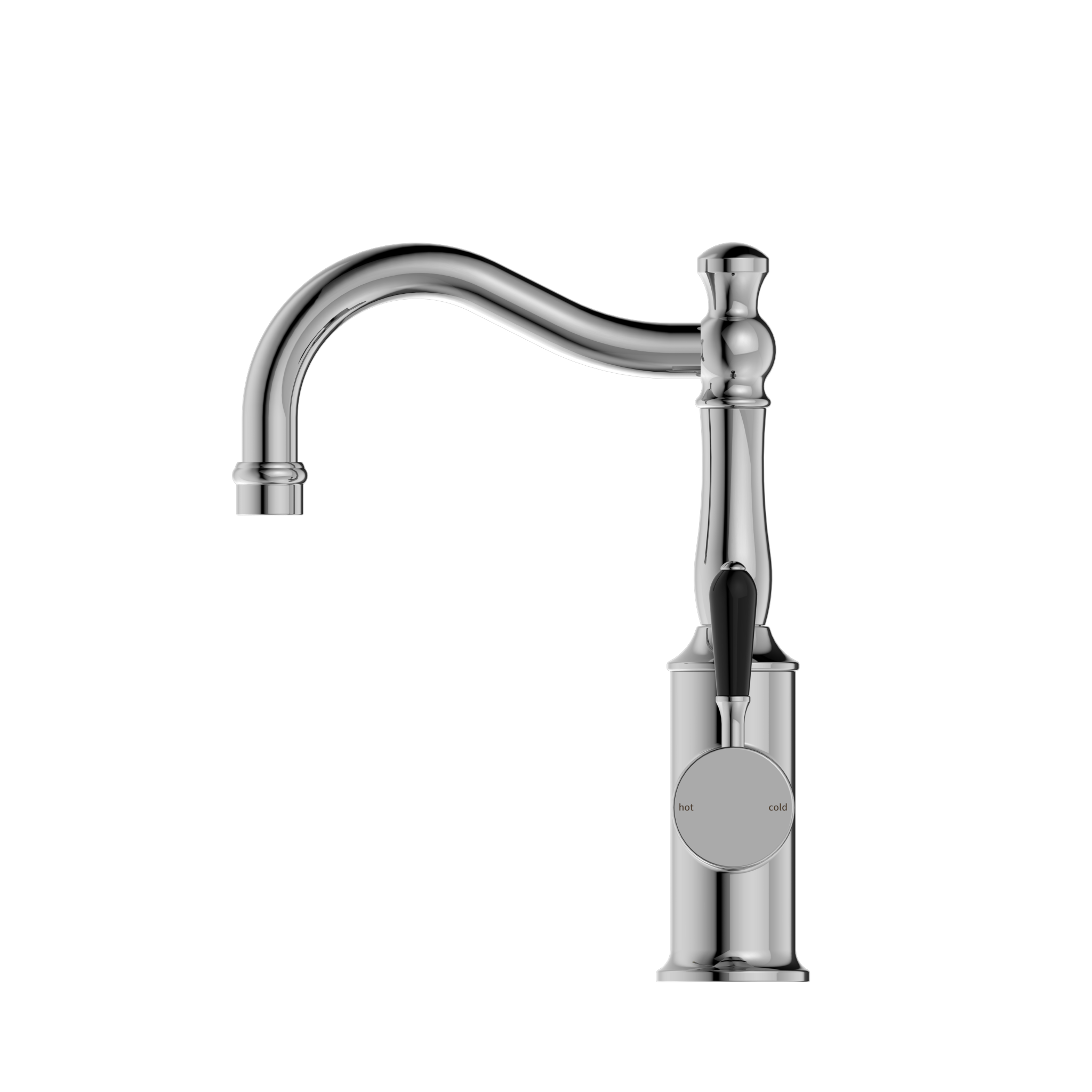 York Basin Mixer Hook Spout With Black Porcelain Lever