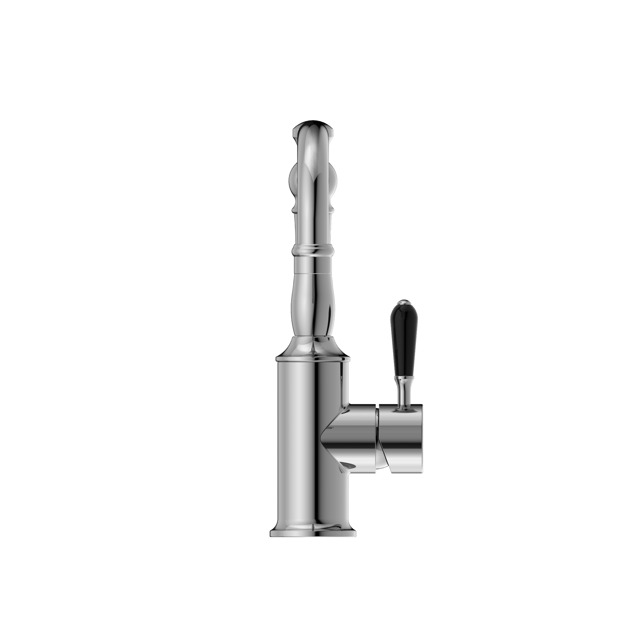 York Basin Mixer Hook Spout With Black Porcelain Lever Chrome