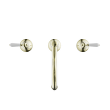 York Basin Set With White Porcelain Lever Aged Brass