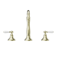 York Basin Set With White Porcelain Lever Aged Brass