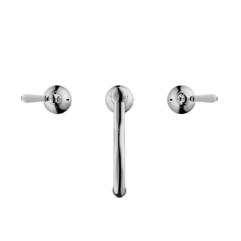 York Basin Set With White Porcelain Lever Chrome