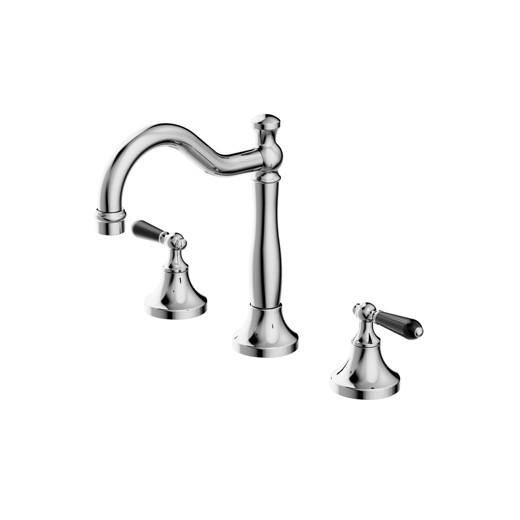 York Basin Set With Black Porcelain Lever