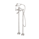 York Freestanding Bath Set With White Porcelain Hand Shower