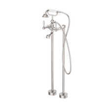 York Freestanding Bath Set With White Porcelain Hand Shower