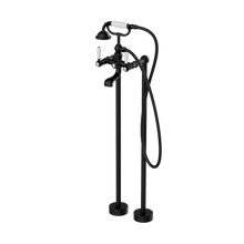 York Freestanding Bath Set With White Porcelain Hand Shower