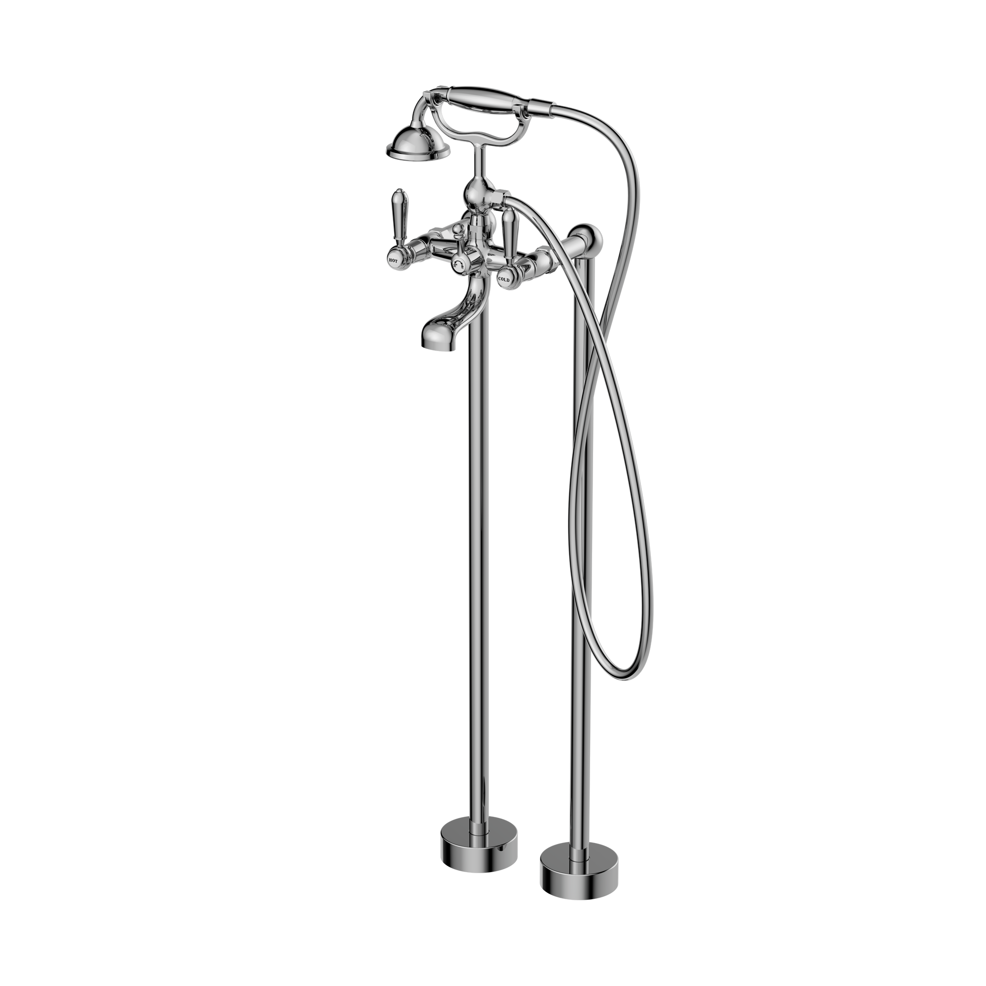 York Freestanding Bath Set With Metal Hand Shower