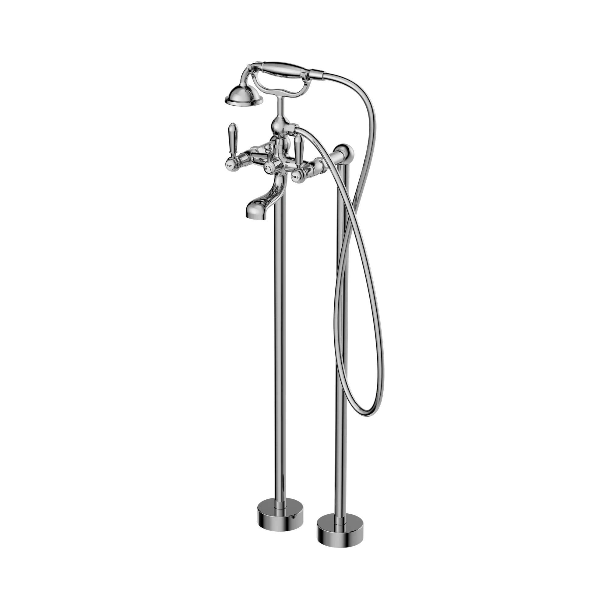 York Freestanding Bath Set With Metal Hand Shower Chrome