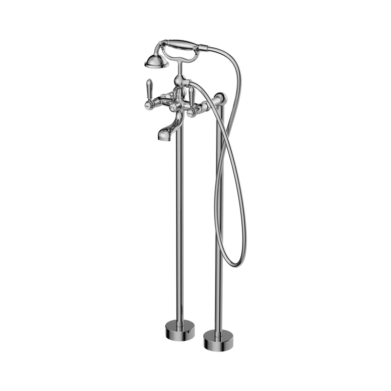 York Freestanding Bath Set With Metal Hand Shower Chrome