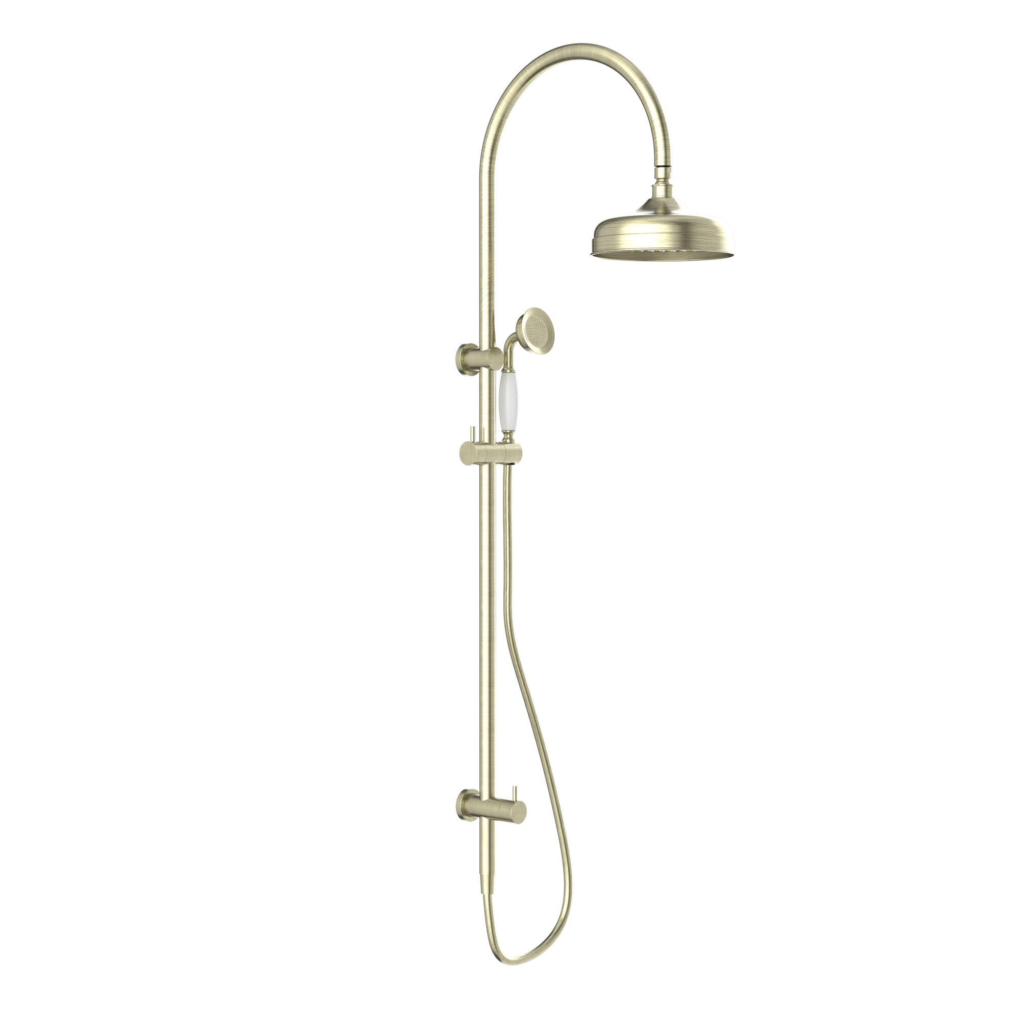 York Twin Shower With White Porcelain Hand Shower