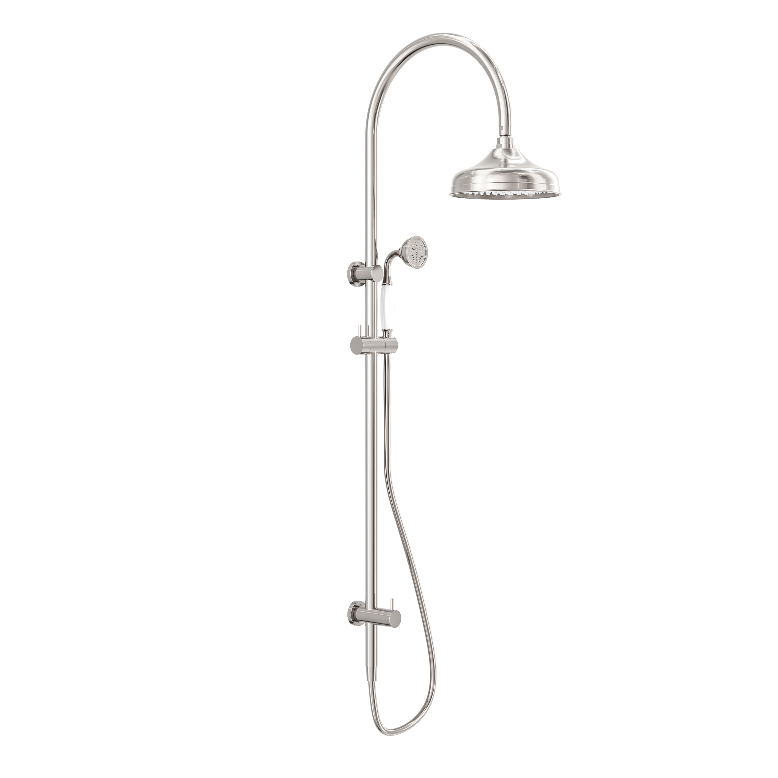 York Twin Shower With White Porcelain Hand Shower