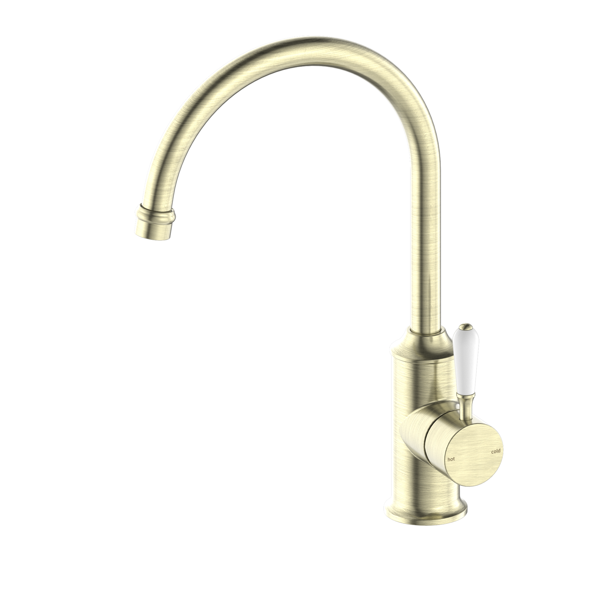 York Kitchen Mixer Gooseneck Spout With White Porcelain Lever