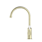 York Kitchen Mixer Gooseneck Spout With White Porcelain Lever Aged Brass