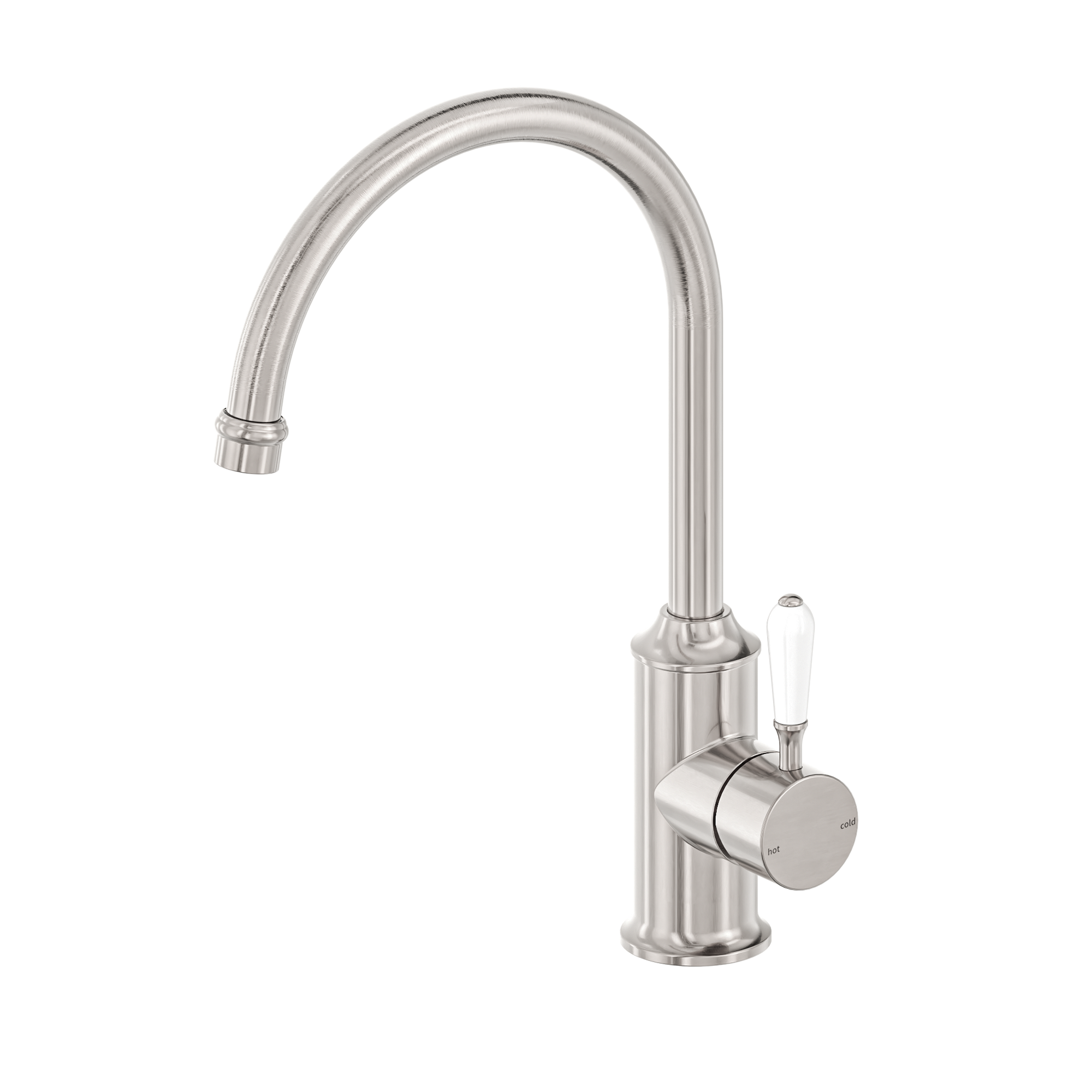 York Kitchen Mixer Gooseneck Spout With White Porcelain Lever