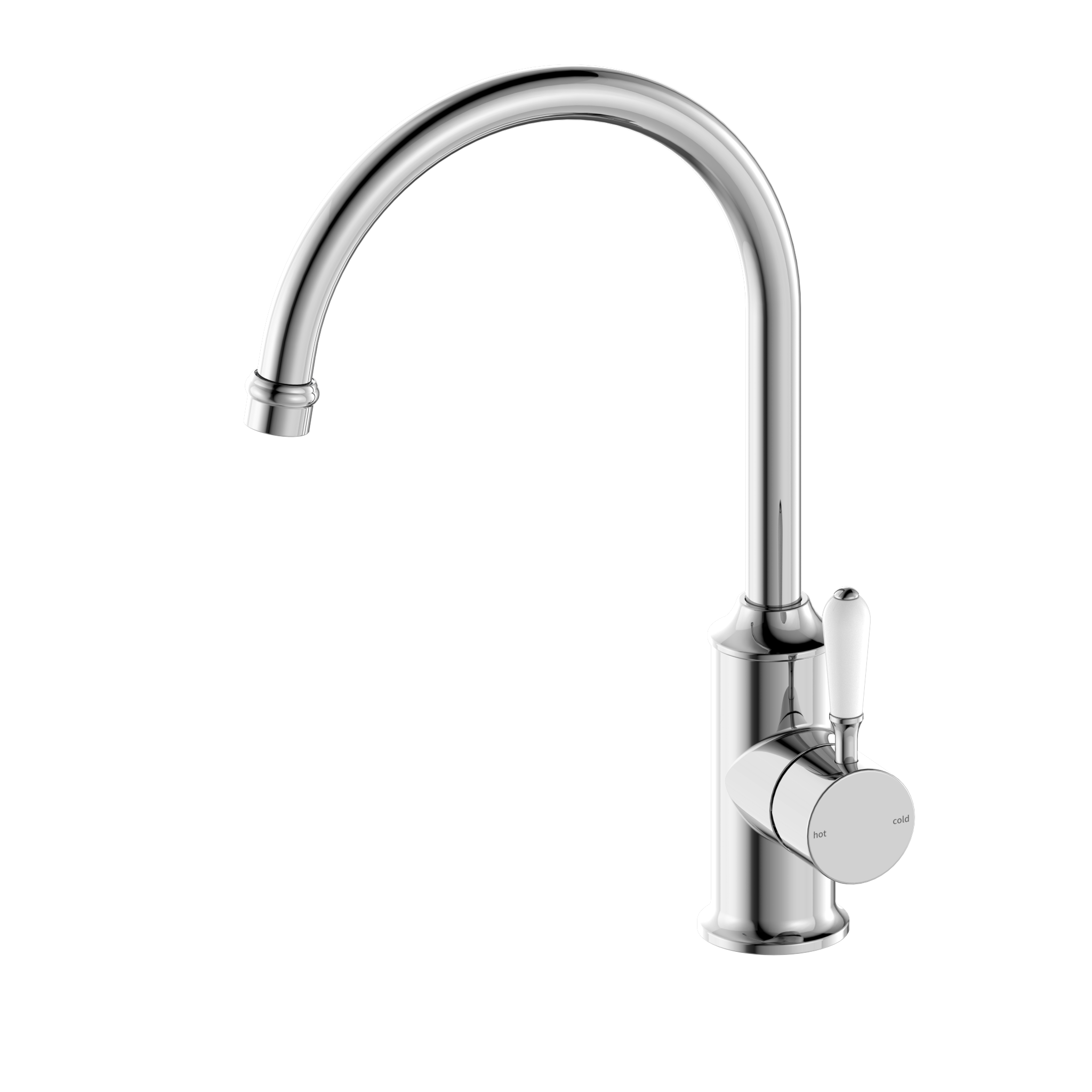 York Kitchen Mixer Gooseneck Spout With White Porcelain Lever