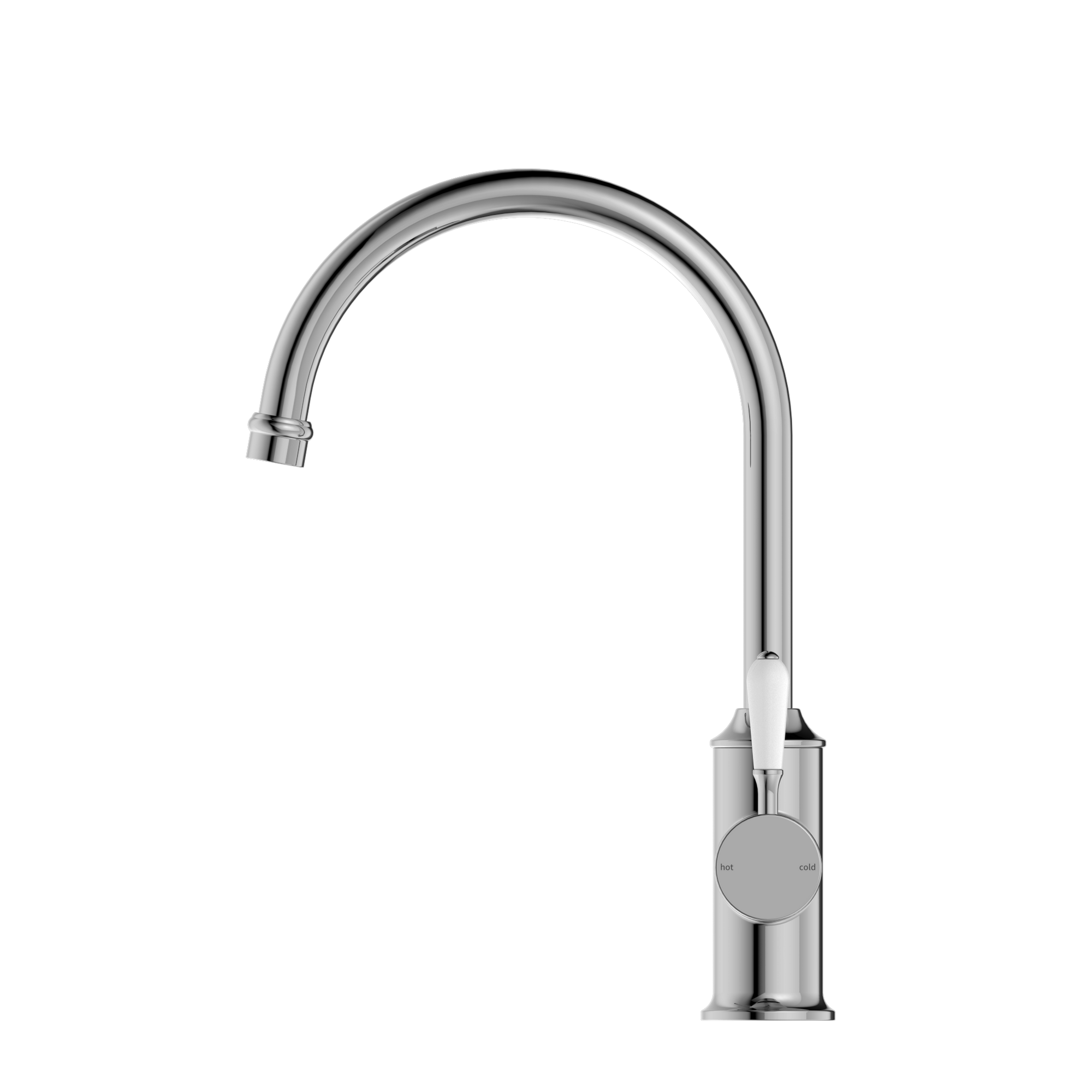 York Kitchen Mixer Gooseneck Spout With White Porcelain Lever Chrome