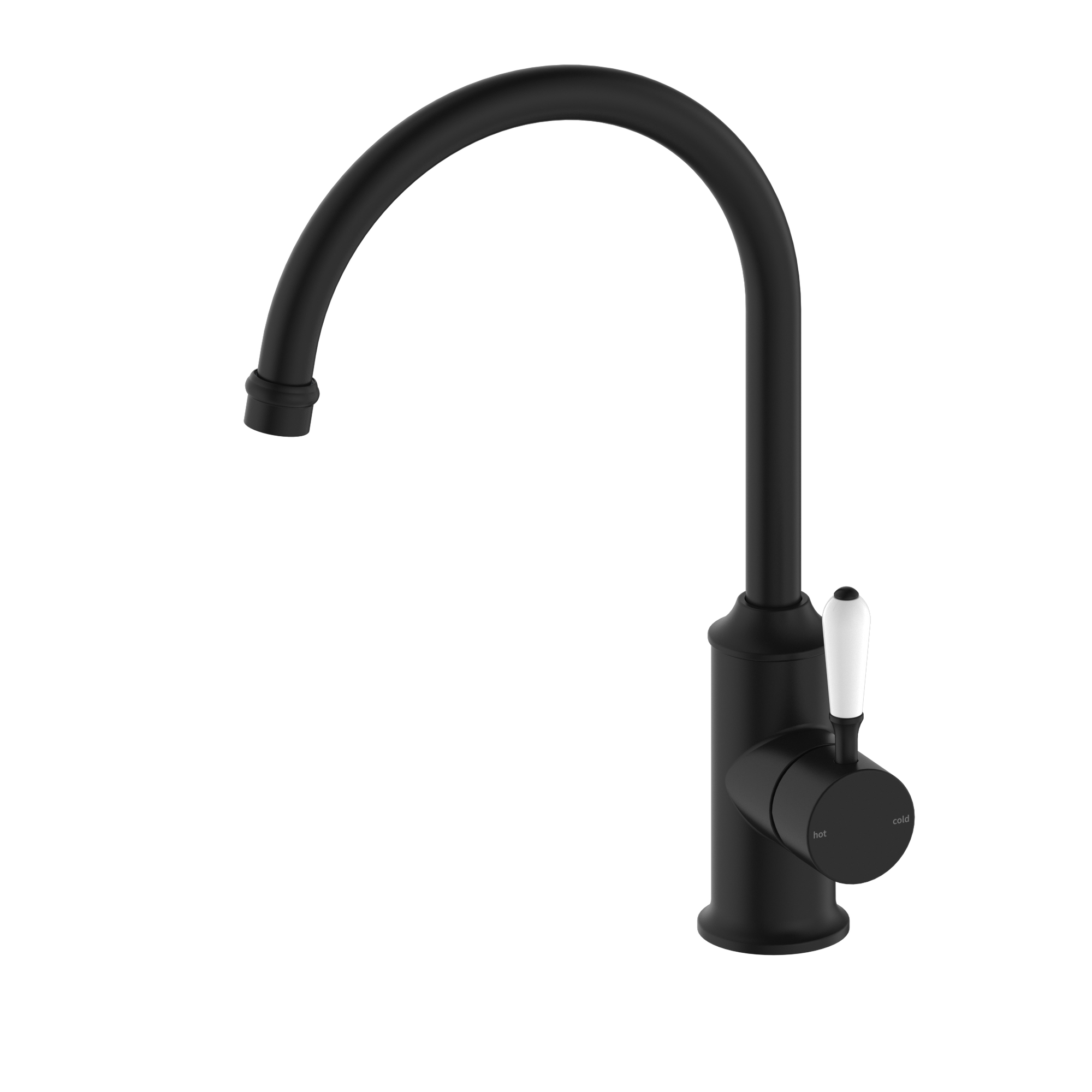 York Kitchen Mixer Gooseneck Spout With White Porcelain Lever