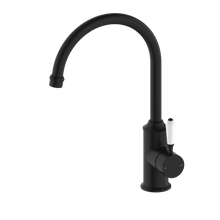 York Kitchen Mixer Gooseneck Spout With White Porcelain Lever