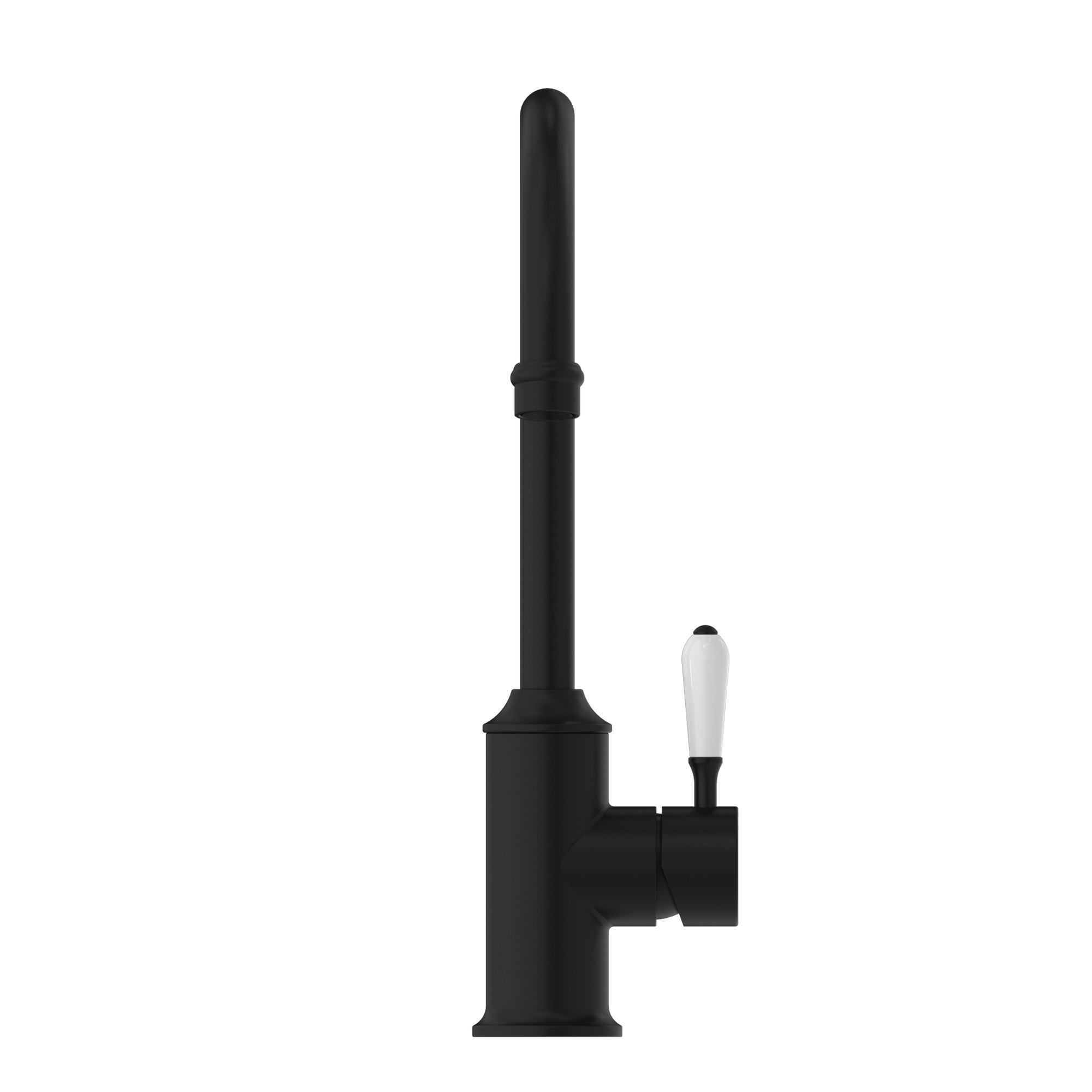 York Kitchen Mixer Gooseneck Spout With White Porcelain Lever Matte Black