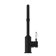York Kitchen Mixer Gooseneck Spout With White Porcelain Lever Matte Black