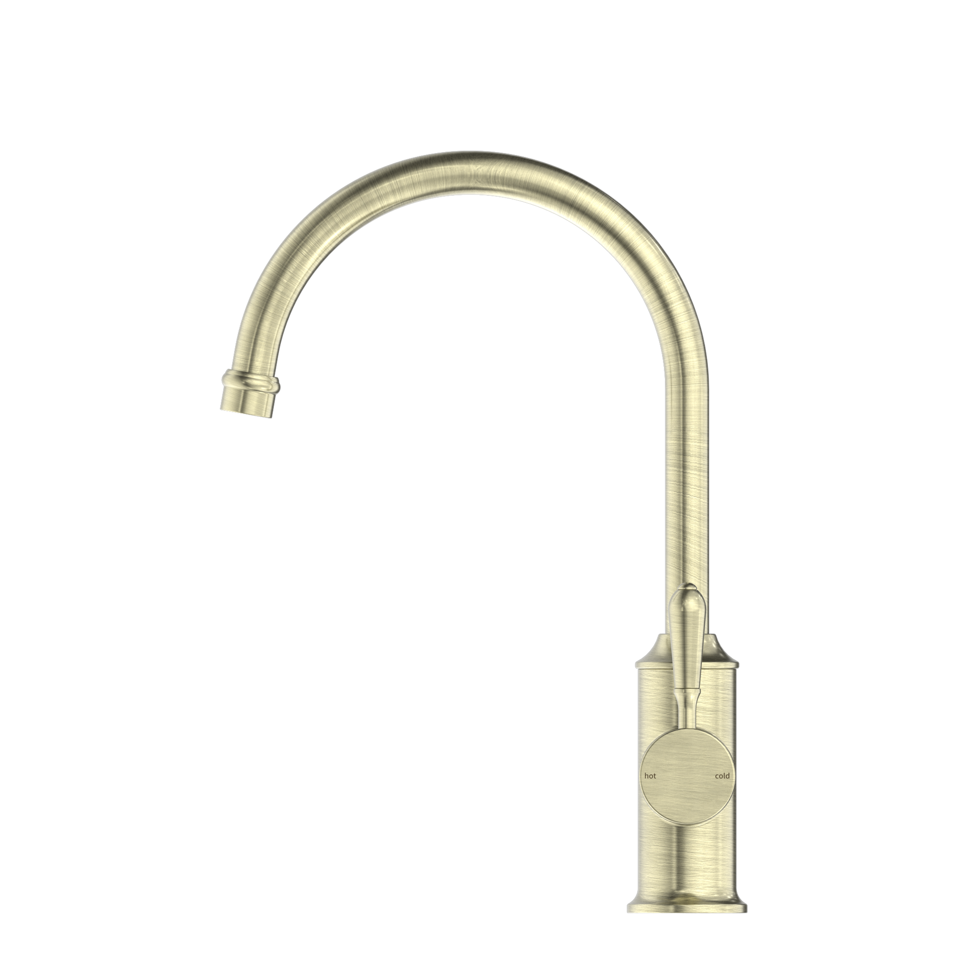 York Kitchen Mixer Gooseneck Spout With Metal Lever Aged Brass