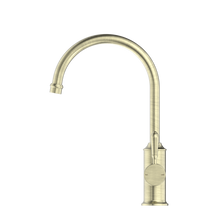 York Kitchen Mixer Gooseneck Spout With Metal Lever Aged Brass