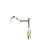 York Kitchen Mixer Hook Spout With White Porcelain Lever Aged Brass