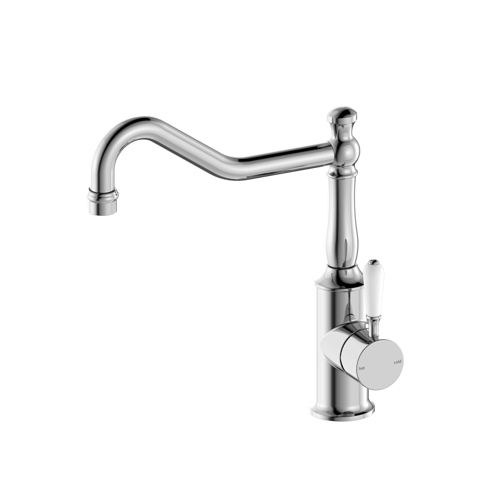 York Kitchen Mixer Hook Spout With White Porcelain Lever