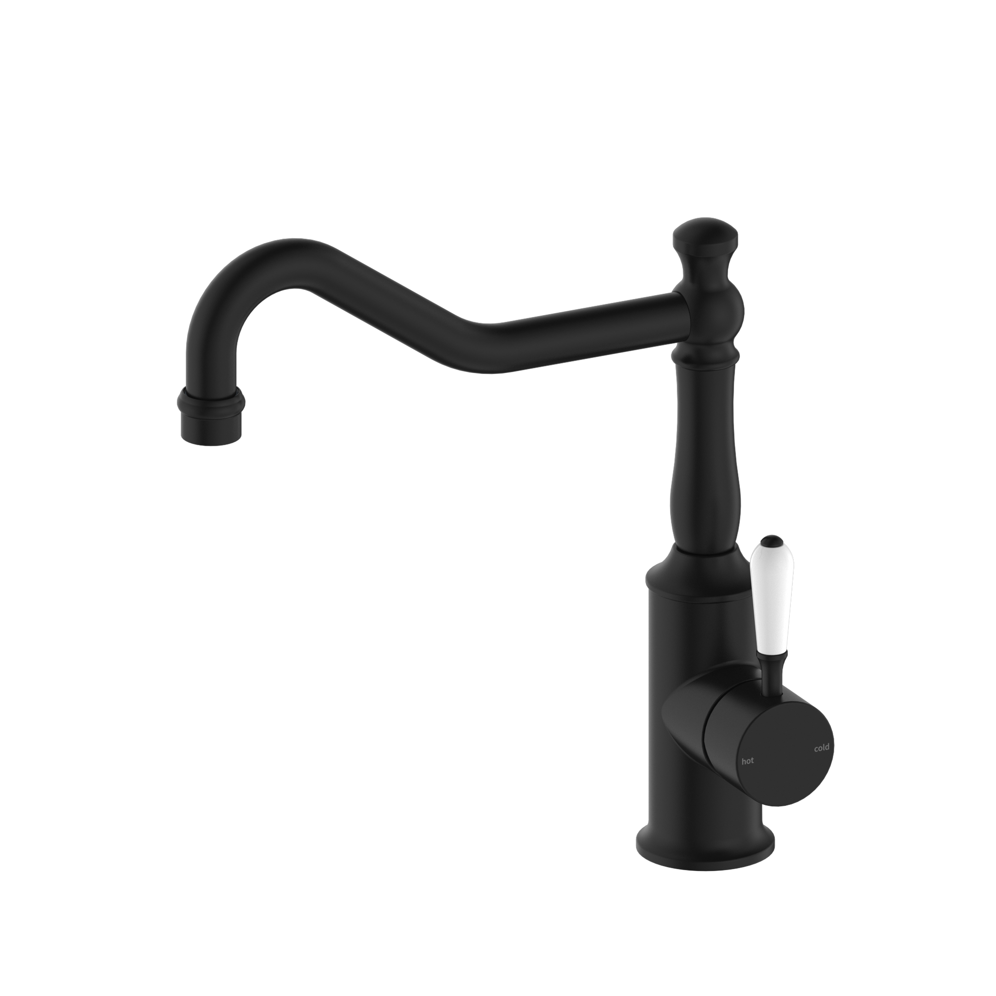 York Kitchen Mixer Hook Spout With White Porcelain Lever