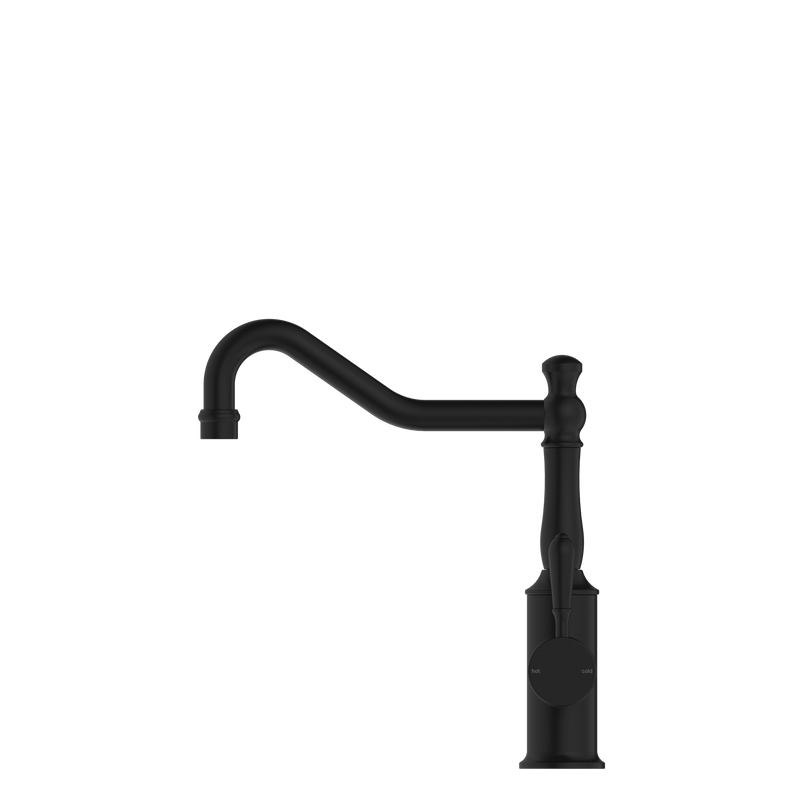 York Kitchen Mixer Hook Spout With Metal Lever Matte Black