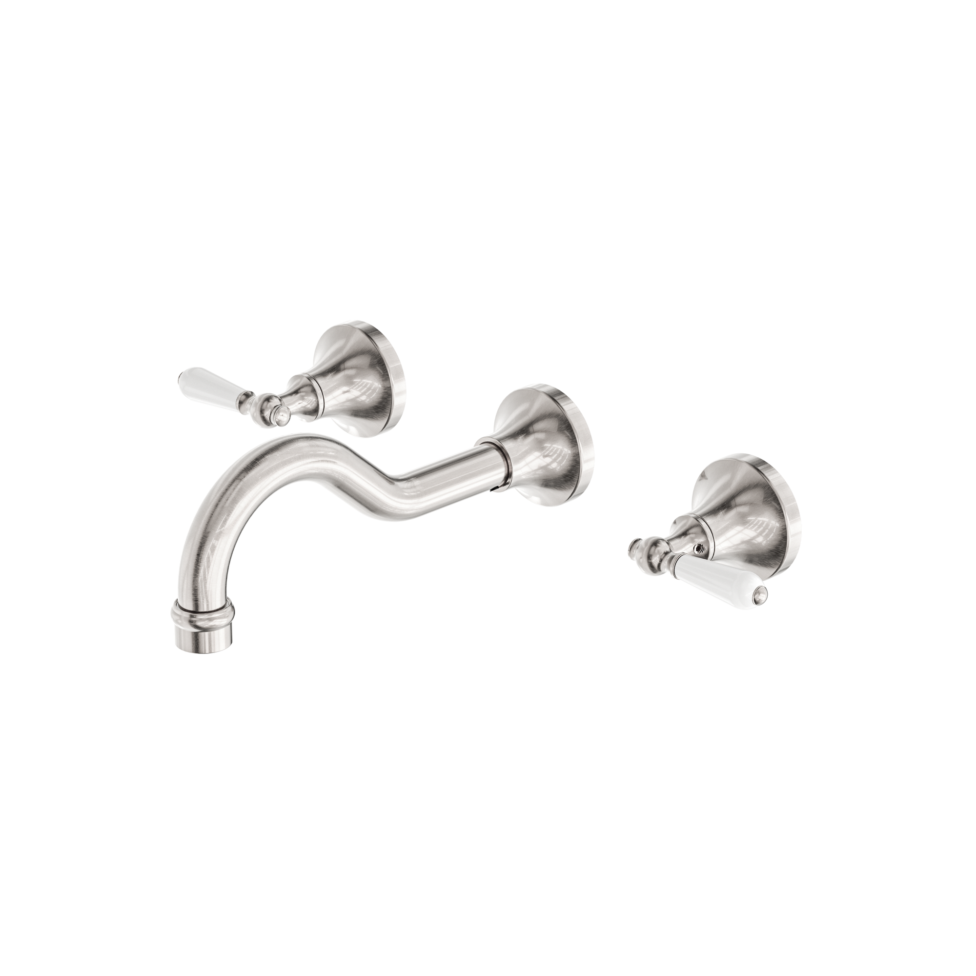 York Wall Basin Set With White Porcelain Lever Brushed Nickel
