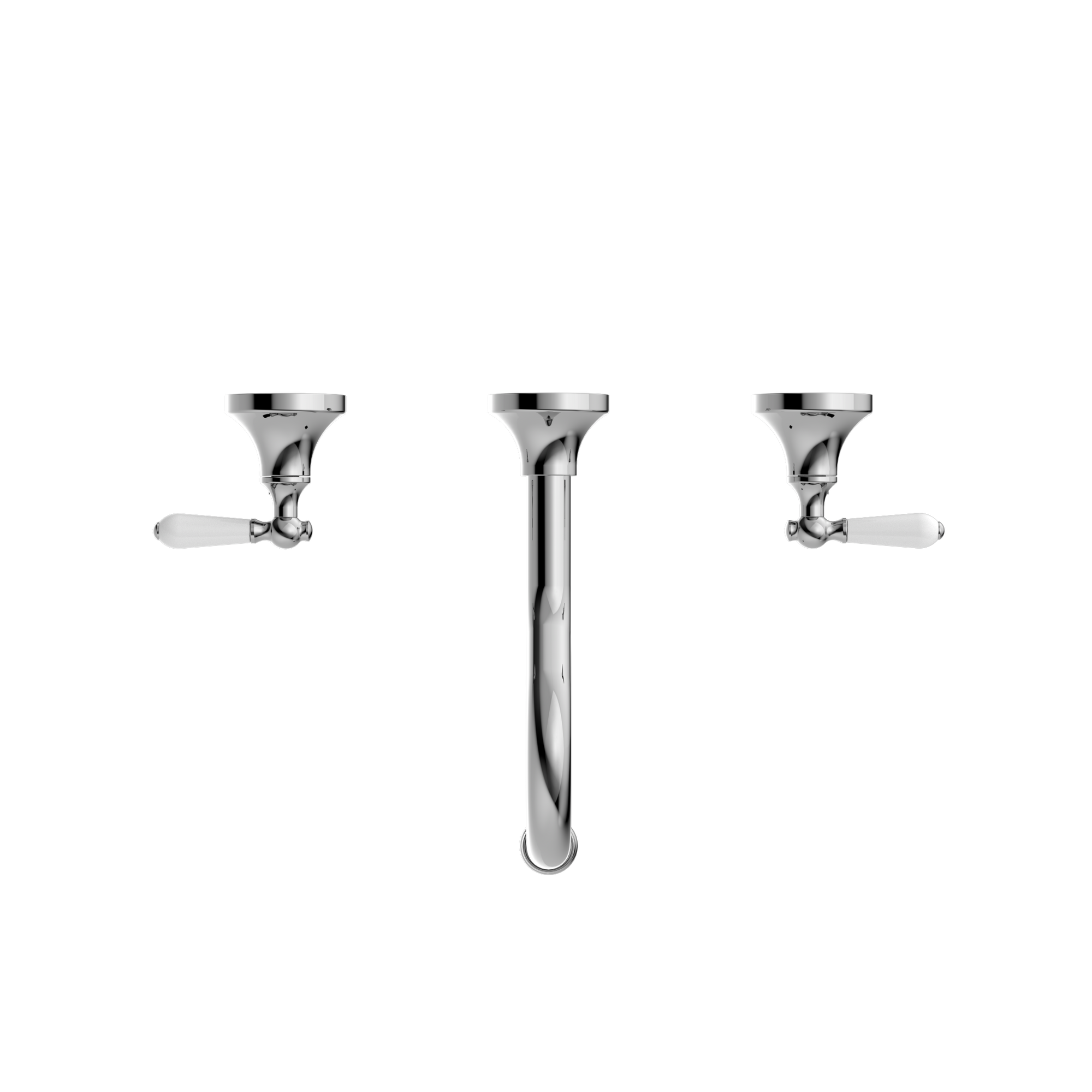 York Wall Basin Set With White Porcelain Lever Chrome