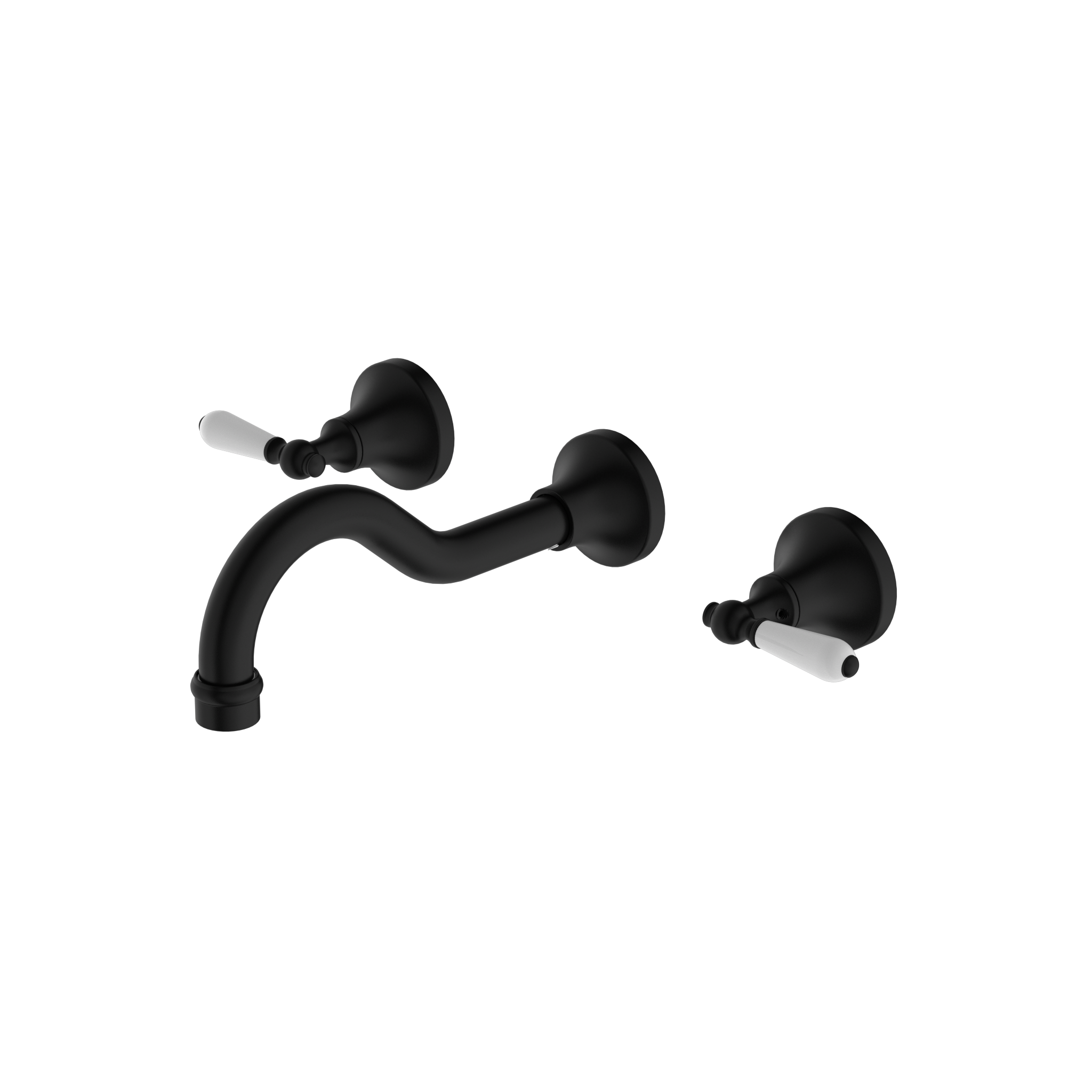 York Wall Basin Set With White Porcelain Lever