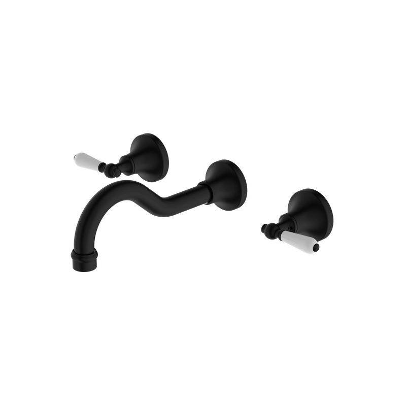 York Wall Basin Set With White Porcelain Lever