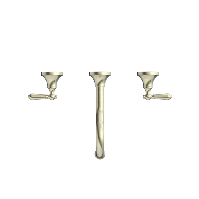 York Wall Basin Set With Metal Lever Aged Brass