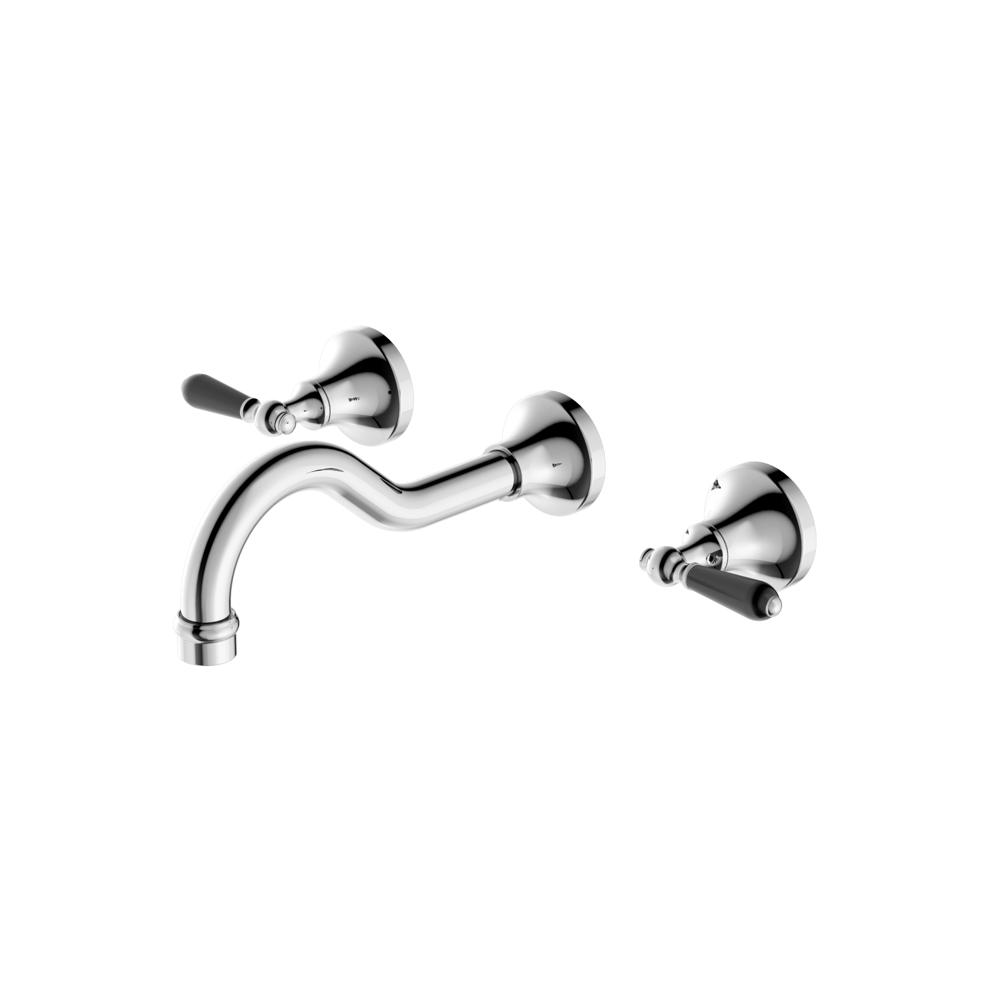 York Wall Basin Set With Black Porcelain Lever