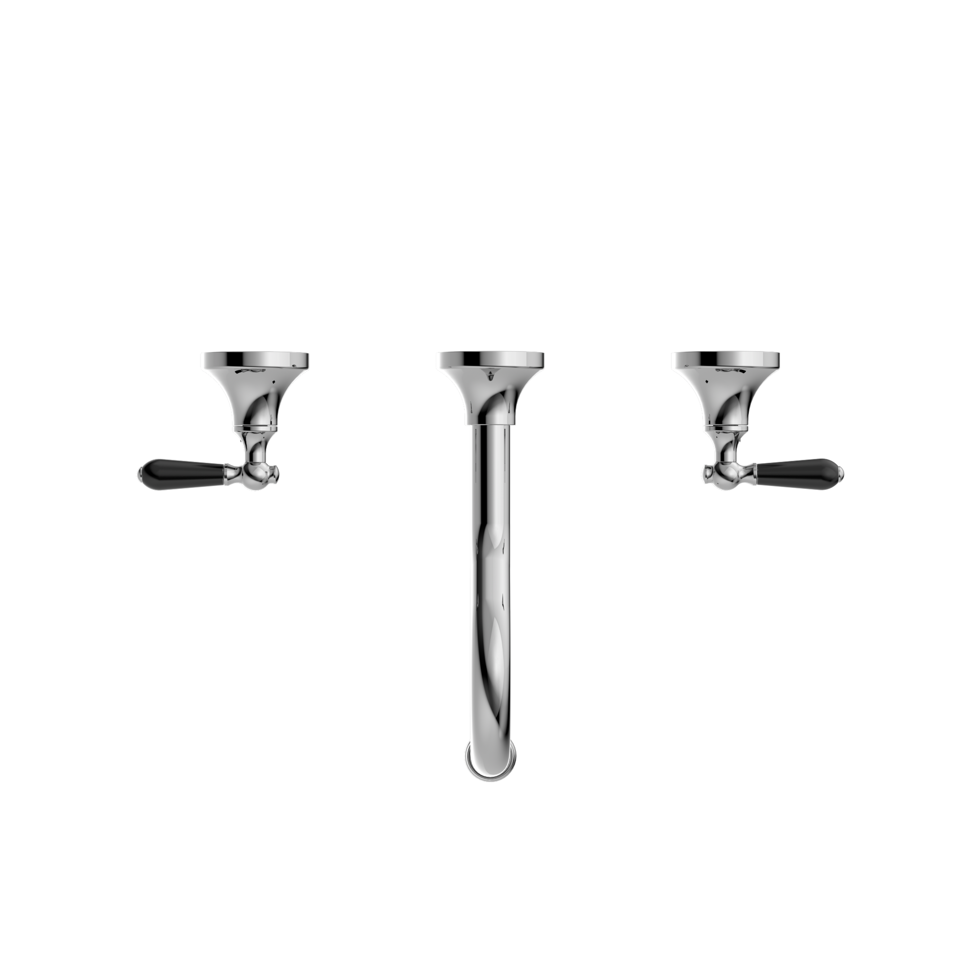 York Wall Basin Set With Black Porcelain Lever Chrome