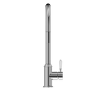 York Pull Out Sink Mixer With Vegie Spray Function With White Porcelain Lever Chrome