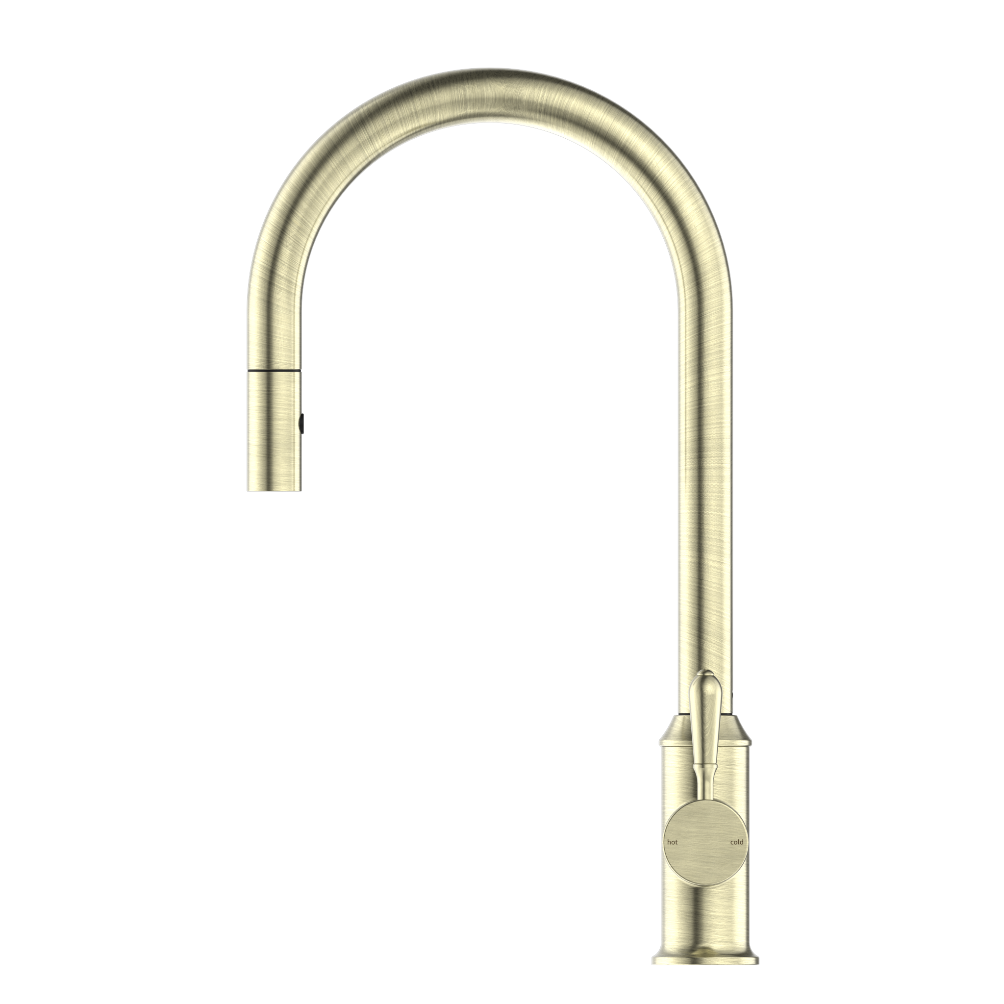 York Pull Out Sink Mixer With Vegie Spray Function With Metal Lever Aged Brass