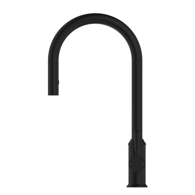 York Pull Out Sink Mixer With Vegie Spray Function With Metal Lever Matte Black