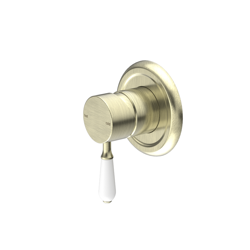 York Shower Mixer With White Porcelain Lever