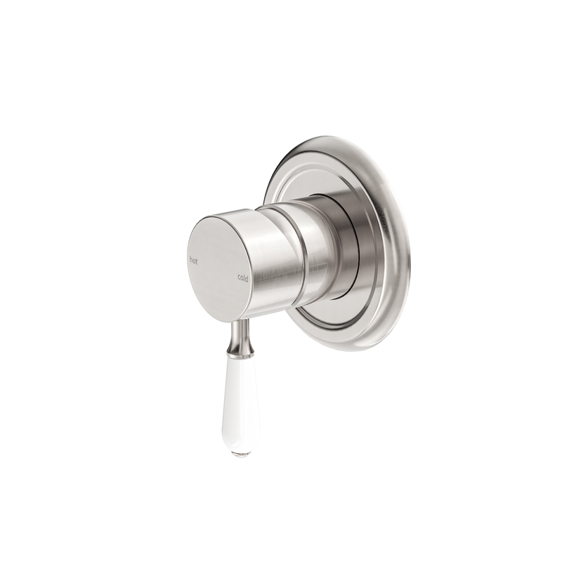 York Shower Mixer With White Porcelain Lever