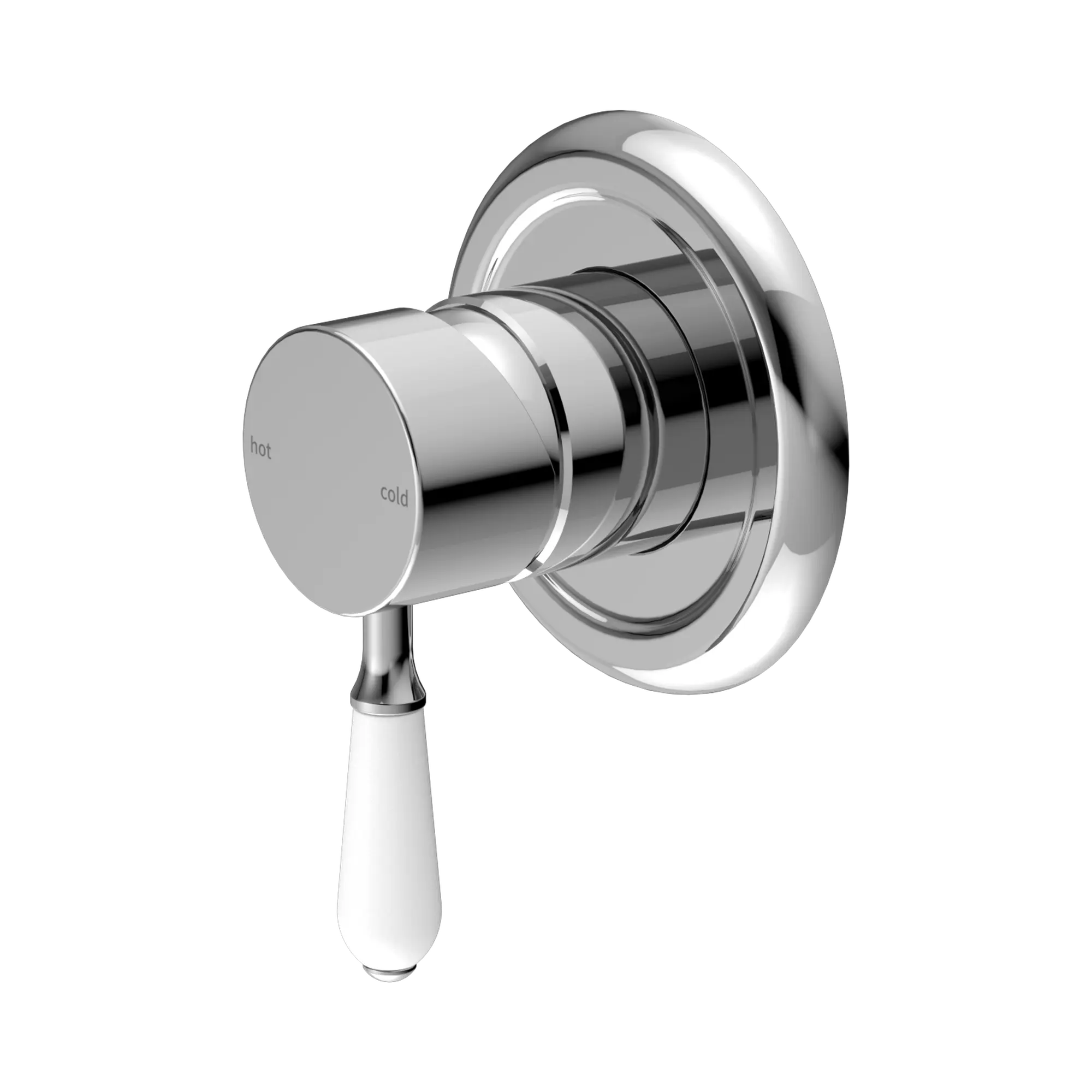 York Shower Mixer With White Porcelain Lever Chrome