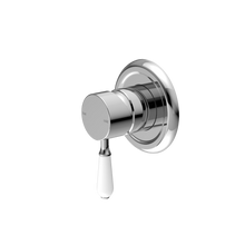 York Shower Mixer With White Porcelain Lever