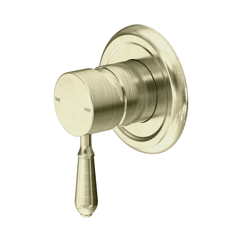 York Shower Mixer With Metal Lever Aged Brass