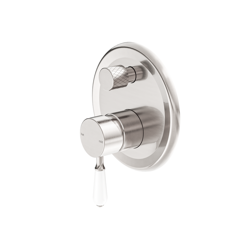 York Shower Mixer With Diverter With White Porcelain Lever
