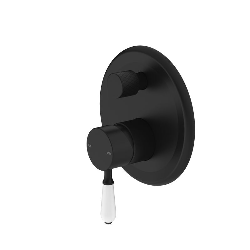 York Shower Mixer With Diverter With White Porcelain Lever