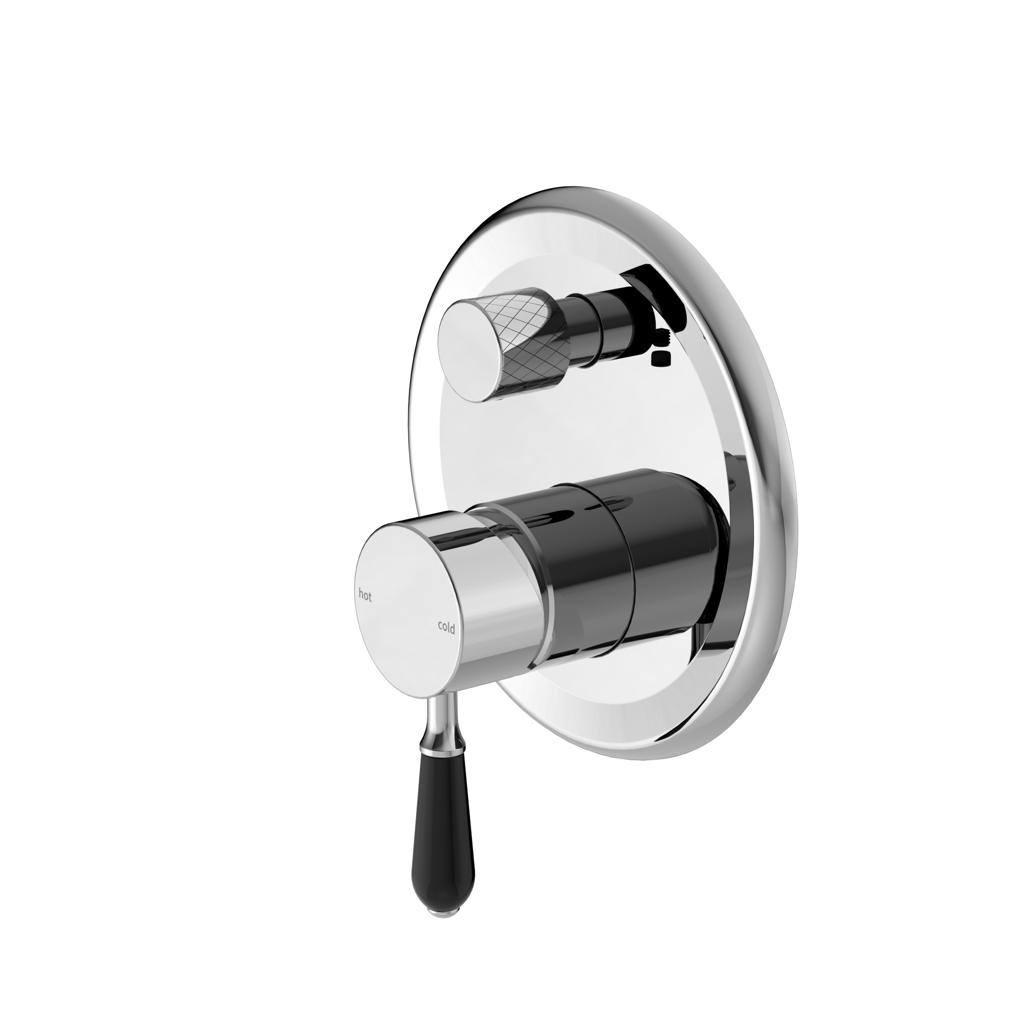 York Shower Mixer With Diverter With Black Porcelain Lever